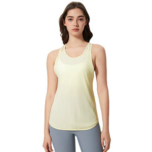 Débardeur sans couture pour femme, col en V, couleur unie, dos en maille respirante, sans manches, pour yoga et fitness, bleu clair et blanc - Product Image 4