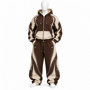 Ensemble de survêtement pour homme en coton 100% avec strass de qualité supérieure, personnalisable par le fabricant - Product Image 6
