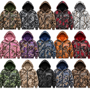 Sudadera con Capucha de Doble Uso con Camuflaje Forestal, Verde Oscuro con Panel en Contraste, Bordado Personalizado en el Pecho, Proveedor Mayorista B2B en EE. UU. - Product Image 5