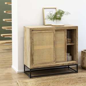 Aparador Vandana Sereno Pebble en madera de mango y borde de mimbre - Product Image 1