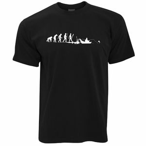 T-shirt en coton doux 320g à manches courtes et col rond bleu clair avec imprimé Evolution Fishing pour homme, coupe décontractée classique - Product Image 2