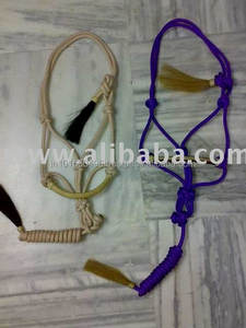 GSA SBZ/RH/002 Cuerda de tracción personalizada de PP/Nylon, cuerda de caballo hecha a mano con trenzado de cuero crudo y crin auténtica - Cómoda para montar - Product Image 3