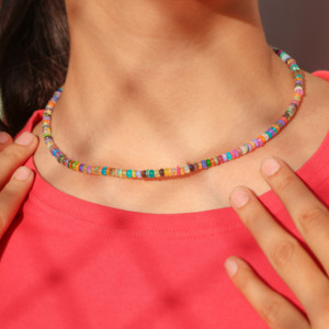 Multi <b>Beads</b> Mix Plain <b>Necklace</b> 925 Sliver plated women jewelry beaded <b>necklace</b> for women - Product Image 3