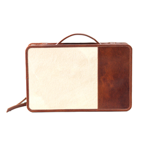 Étui de rangement pour appareils électroniques de luxe 2-en-1 en toile de coton et cuir |   Portefeuille de voyage multi-poches résistant à l'eau avec logo personnalisé - Product Image 1