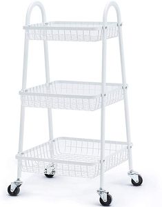 Modern Household Kitchen Metal Trolley With Storage Baskets For Fruits Utensils And Grocery Organization - Product Image 5