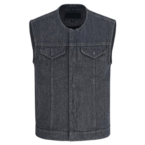 Gilet en jean sans manches pour homme, style motard, vintage, décontracté, en coton, pour clubbing et mode, vente en gros personnalisée - Product Image 3