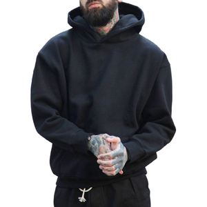Sweat-shirt à capuche surdimensionné pour homme, orange uni, en molleton de coton, décontracté, pour l'automne - Product Image 6