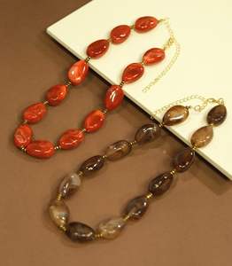 Premium Vintage Geometric Resin Beaded <b>Necklace</b> Unisex Fashion Jewelry Elegant Colorful Lightweight Stylish <b>Statement</b> Piece - Product Image 1