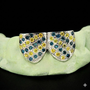 Grillz en Argent 925 Plaqué Or de Luxe, Finition Polie Élégante, Bijoux de Dents en Moissanite Argent 925, Collection Silver Elite - Product Image 6