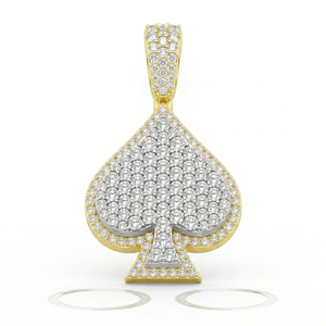Custom 925 Silver Gold Plated Custom Iced Two-Layer Lucky Ace Spades Pendants Lab Grown Diamonds Hip Hop Fine Necklaces Charms - Product Image 1
