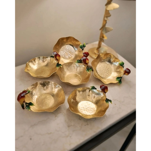 Cuencos de lujo para servir comida, de alta calidad, chapados en oro, hechos con metal de la mejor calidad, con diseño de loros y flores, al precio más bajo. - Product Image 1