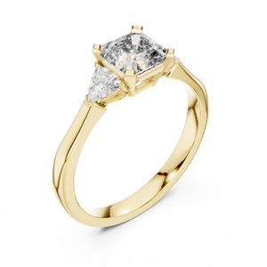 Anillo de oro amarillo de 14 quilates con diamantes cultivados en laboratorio de corte octogonal y trillón, certificado GRA, diseño de lujo, anillo multienhufe para mujer - Product Image 4