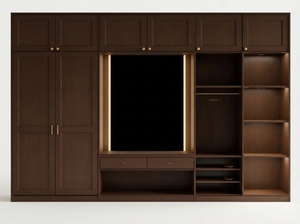 Armario Moderno de Madera Maciza con Puertas Corredizas, Acabado Chocolate, Mueble de Almacenamiento Independiente para Dormitorio - Product Image 2