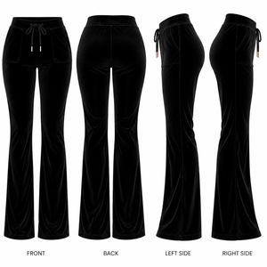 <b>Women's</b> <b>Velvet</b> 2-Piece Tracksuit Set Hooded Crop <b>Top</b> Full Length Pants Solid Color Casual All Seasons Regular Fit - Product Image 5