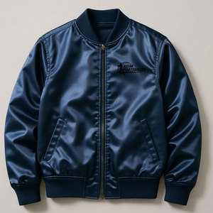 Veste en satin pour homme au design élégant avec surface lisse, manches longues, pour un style tendance et streetwear - Product Image 1