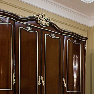 Armario Europeo Clásico de Lujo, Madera de Caoba con Acabado en Nogal Oscuro, Elegante Armario de Panel para Dormitorio, de Alta Gama para Apartamentos y Hoteles - Product Image 3