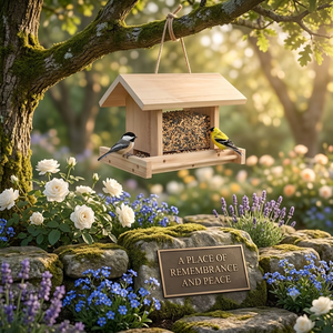 Mangeoire à oiseaux suspendue en bois en forme de maison, mangeoire à oiseaux d'extérieur grande capacité, décoration de jardin - Product Image 5