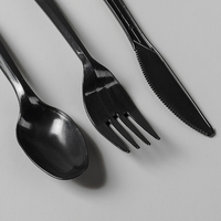 Ensemble de couverts jetables noirs de 2,5 g, écologiques, élégants et durables pour les plats à emporter et la restauration. Pack en gros pour les restaurants