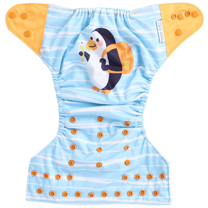 Pañal de tela reutilizable Polka Tots Comprar en línea Pañal de bebé ajustable impermeable-Pingüino - Product Image 5