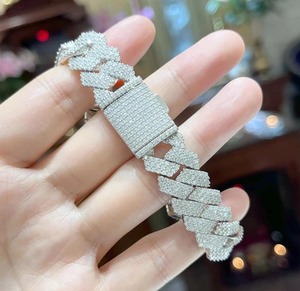 Unisex <b>Silver</b> Plated Diamond Link <b>Bracelet</b> Hip Hop Style Cuban Link <b>Bracelet</b> For <b>Men</b> Moissanite Diamond <b>Bracelet</b> - Product Image 3