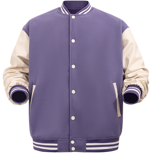 Veste universitaire pour homme, bleu marine et orange, avec blocs de couleur, col rabattable, fermeture boutonnée, style décontracté pour l'automne - Product Image 4