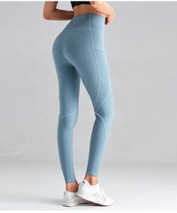High Waist Solid Color Stretchy <b>Leggings</b> For Women Slim Fit Comfortable Yoga Pants Breathable Spandex <b>Nylon</b> Gym Wear Wholesale - Product Image 3