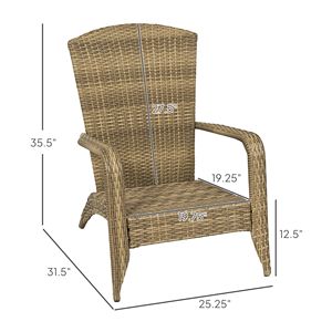 Sedia Adirondack Grigio Antracite per Patio, Terrazza o Giardino in Rattan PE, Vimini, Plastica e Legno con Morbidi Cuscini e Schienale Alto Curvo - Product Image 3