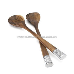 Handmade Wood Serving Mixing Tongs Short Handle Salad Fork 2-Piece Set <b>Mirror</b> Kitchen Accessories <b>Tabletop</b> Use Budget-Friendly - Product Image 5