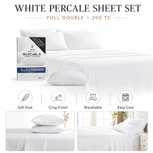 Juego de Sábanas de Percal Blanco de 200 Hilos para Cama Matrimonial, Estilo Americano, 6 Piezas, Ropa de Cama para Hogar y Hotel, Incluye 4 Sábanas Planas - Product Image 2