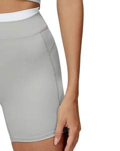 <b>Women</b> Seamless Sports Bra And High Waist <b>Shorts</b> Set Light <b>Grey</b> Soft Stretchy Breathable Activewear Workout Fitness Wear Set - Product Image 5
