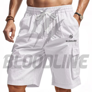 Pantalones Cortos Cargo Blancos para Hombre Bloodline, Cintura Media, Cordón Ajustable, Secado Rápido, Logotipo Frontal Impreso, Estilo Casual Bermuda - Product Image 6