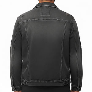 Veste en jean vintage sur mesure, coupe longue, coupe-vent et respirante, avec logo brodé personnalisé, design élégant, prix de gros - Product Image 3