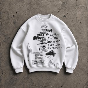 Sweat-shirt d'hiver personnalisé pour homme, noir, coupe oversize, col rond, 100% coton, imprimé lettres graffiti, épaules tombantes, style streetwear - Product Image 3