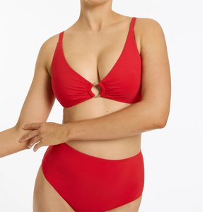 Whole Sale Cross Hanging High Waist Bikini Anti-Bacterial Micro Bra Solid Front Sexy Women Bandage Two Piece <b>Thong</b> Swimsuit - Product Image 6