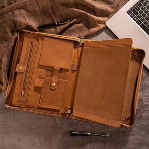 Personalized Top Grain Leather Portfolio A4 Custom Folder <b>Notepad</b> Case Business Padfolio Document Organizer - Product Image 5