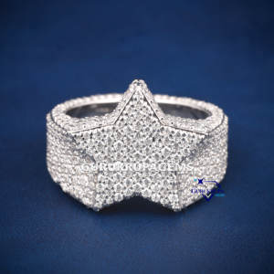 Anillo de plata con diamantes de imitación estilo hip hop RTS para hombre y mujer, probado con el probador de diamantes D VSS, joyería personalizada. - Product Image 1