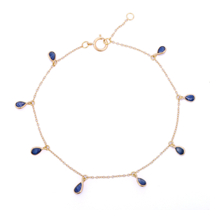 18K Yellow <b>Gold</b> Blue Sapphire Tennis Bracelet for Wedding Party Anniversary - Product Image 3