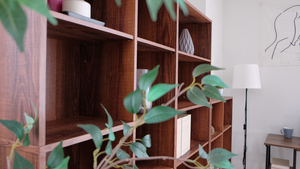 Walnut Color 12-Grid Storage Organizer Wood Bookshelf <b>Bookcase</b> - Product Image 4