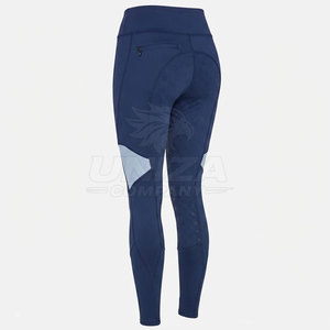 Leggings de equitación de cintura media elásticos en cuatro direcciones para mujer, pantalones ecuestres de asiento completo con cierre de cremallera para entrenamiento en establos y equitación - Product Image 3