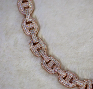 S925 Silver 18K Gold Plated Lab Grown Crystal Hip Hop Style <b>Statement</b> <b>Necklace</b> Link Chain Unisex Luxury Party Jewelry - Product Image 2