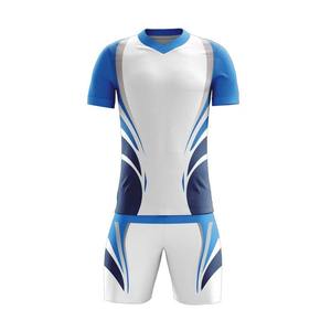 Uniforme de Fútbol Sublimado Personalizado en Blanco, Negro y Azul Claro, Nuevo Modelo, Calidad Tailandesa, Jersey y Pantalones Cortos para Club - Product Image 1