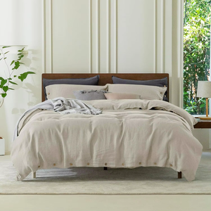 Juego de Edredón Moderno de Lino Blanco Sólido, Tamaño Completo, 4 Piezas, Juego de Ropa de Cama Suave con Fundas de Almohada - Product Image 5