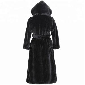 Abrigo largo de piel sintética de visón negro con capucha para mujer, estilo tejido, de Nesta Sports Wholesale - Product Image 4
