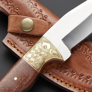 Couteau à dépecer à lame fixe en acier 12c27, manche en Micarta, pommelle en laiton gravée, étui en cuir, couteau à lame pleine ODM OEM - Product Image 3