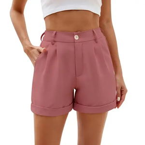 Shorts de mezclilla para mujer con cintura personalizada, totalmente rasgados, cierre de cremallera y botón, con presillas para cinturón, cinco elegantes shorts de mezclilla para mujer - Product Image 1