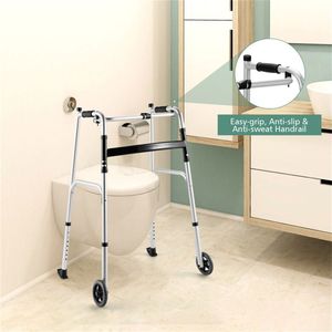 Andador de Rehabilitación Resistente para Personas Mayores (330 lb), 2 Modos, Ruedas Resistentes al Desgaste de 5 Pulgadas, Plegado con 1 Clic, Diseño en Forma de H, Asiento Acolchado, Estable - Product Image 4