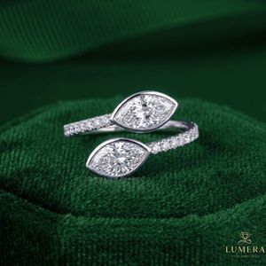 IGI Certified Lab Grown <b>Diamond</b> Marquise Open <b>Ring</b> 18K White Gold Fine Jewelry LUMERA FINE JEWELLERY RGF-170 Half Moon Side - Product Image 1