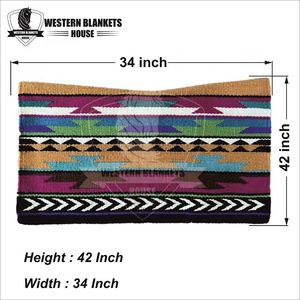 Tapis de selle d'équitation occidentale en coton avec motif géométrique vert, orange et violet - Product Image 6