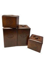 Ensemble de 3 pots en bois de manguier et verre, style américain, écologiques, accessoires de cuisine, pots de rangement pour sucre, café, thé, épices