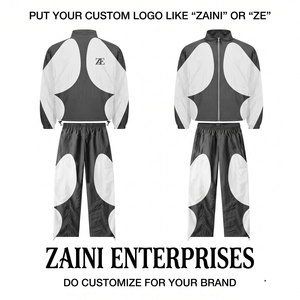 Traje Cortavientos ZAINI Premium de Poliéster Taslan 110 GSM, Gris Blanco con Paneles Curvos, Logotipo Personalizado, Resistente al Viento, para Hombre, Invierno - Product Image 1